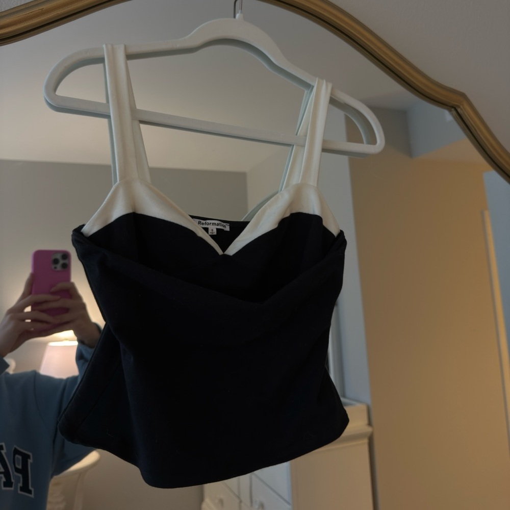 Reformation Black and Cream Layered Tank